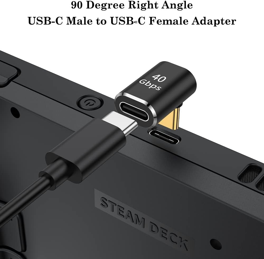 USB C 90 Degree Adapter (2 Pack), Up and Down Right Angle L Black