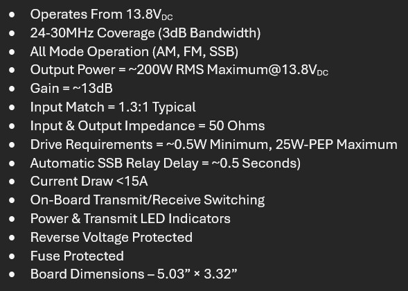 SkyWave DX454 Linear Amplifier Board - High Performance/Reliability Design