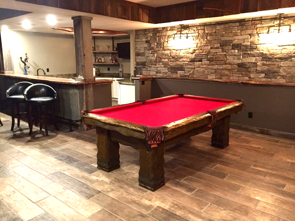 Hand-Crafted RUSTIC LOG Pool Table 'GRIZZLY' for Log Home, Cabin or Ranch