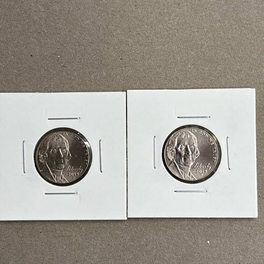 2014 P & D  Jefferson Nickel - AU Set Pulled From OBW Rolls