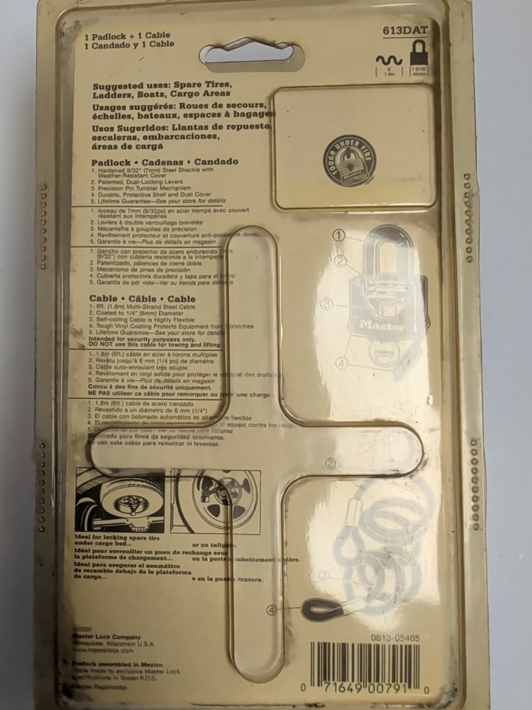 MasterLock Spare Tire Lock System 613DAT NEW