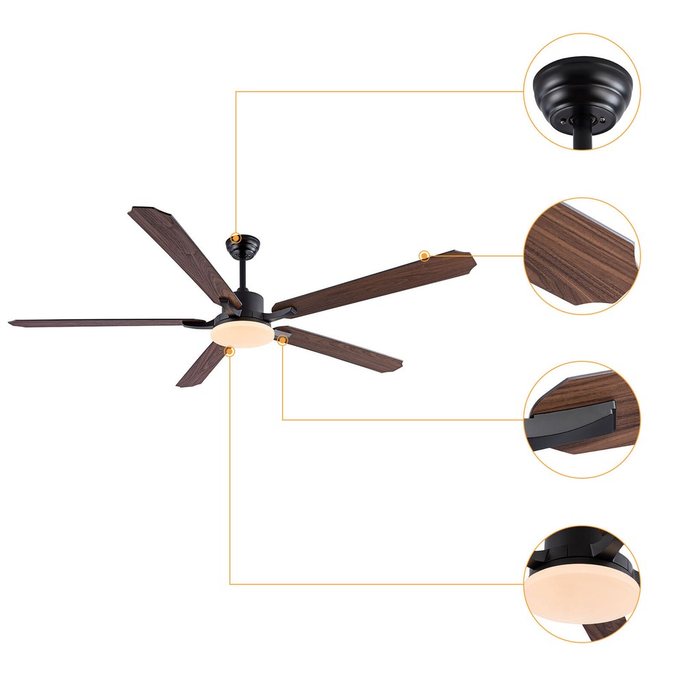 72in LED Ceiling Fan Indoor Ceiling Fan Lamp Light Dimmable W/ Remote Control