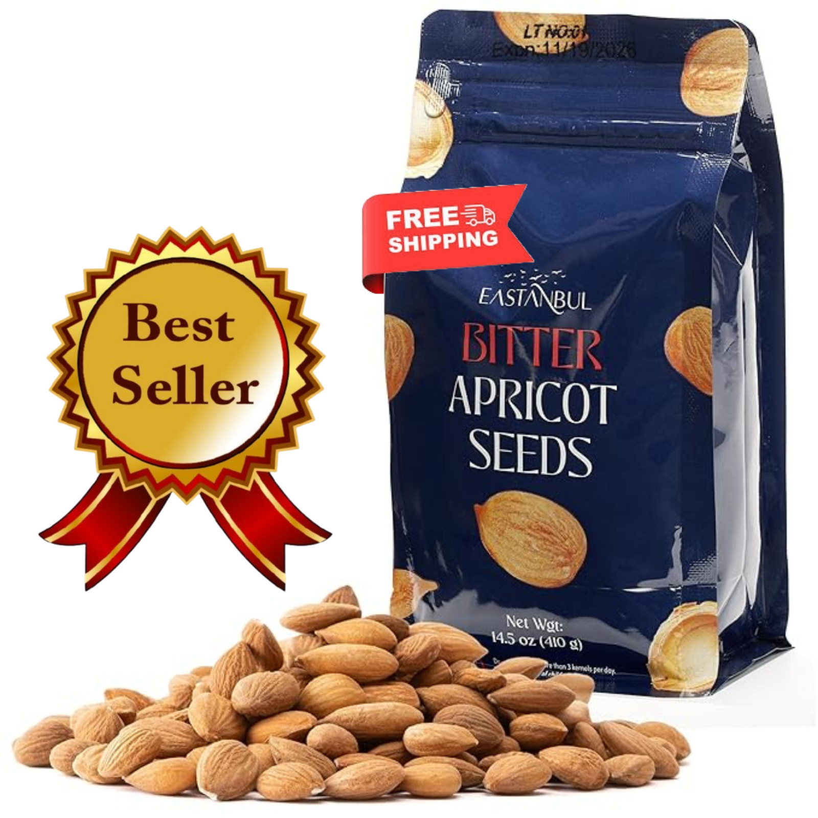 Organic Bitter Raw Apricot Kernel Premium Seeds 16oz Gluten Free Vegan USDA 1 lb