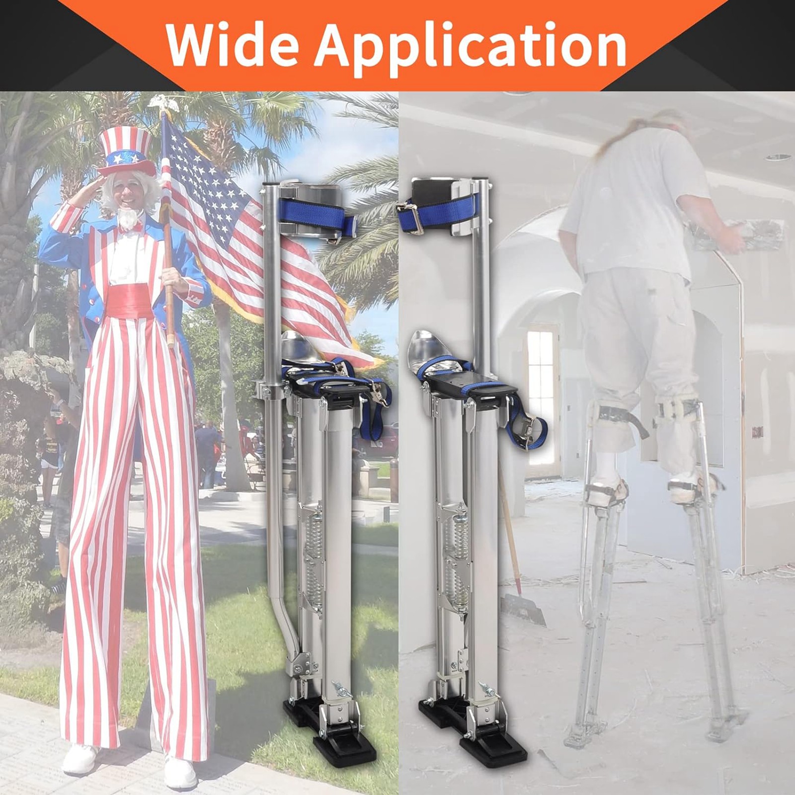 Drywall Stilts 24-40 Inch Aluminum Tool Stilt For Painting Painter Taping Silver