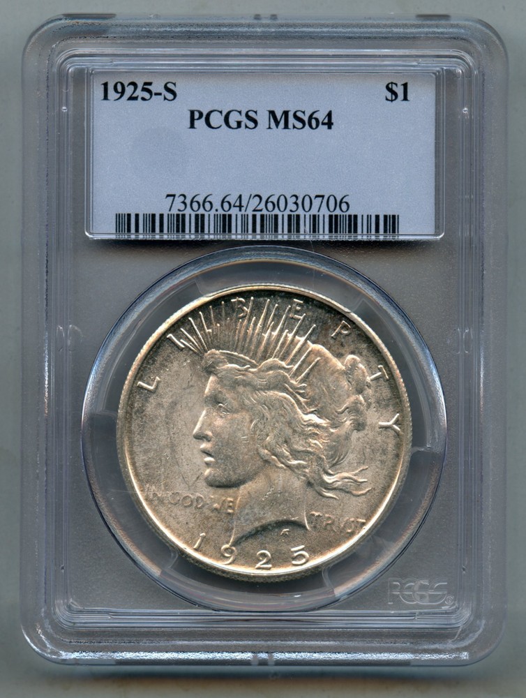 1925 S Peace Silver Dollar PCGS MS 64