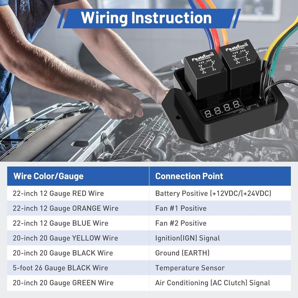 Dual Electric Fan Switch Kit 12V/24V