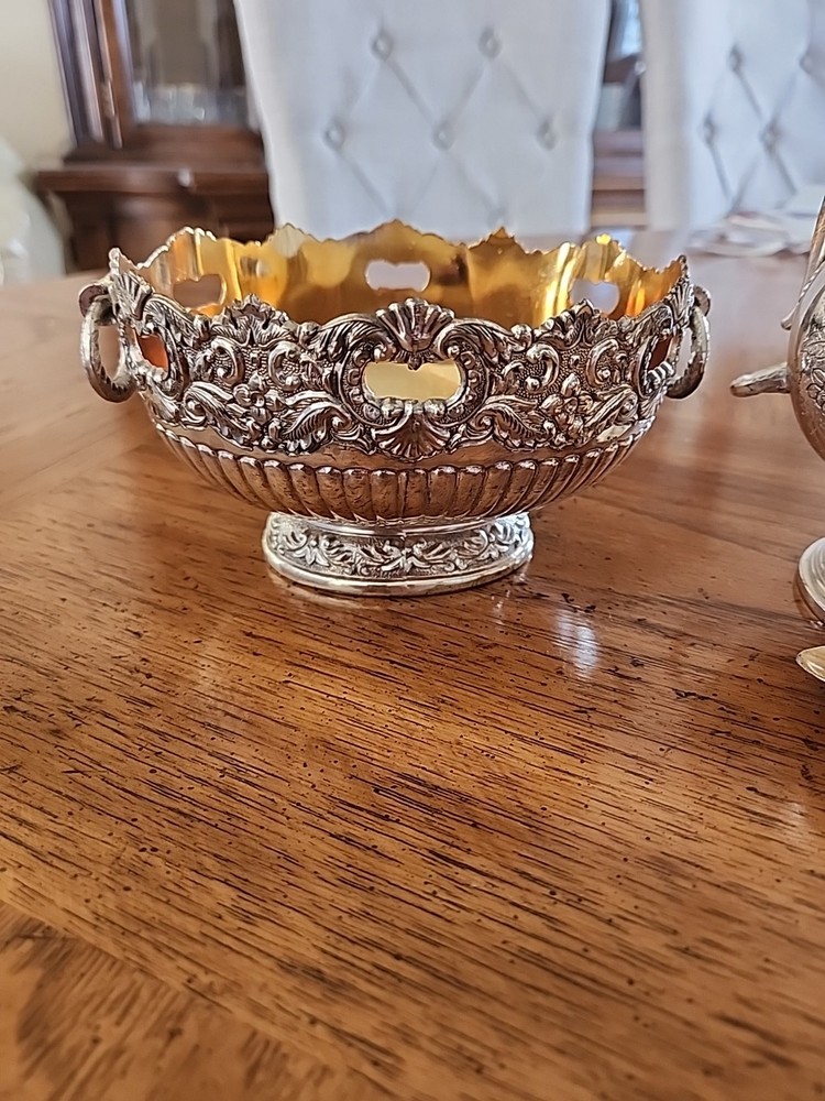 Antique Silver Plated Candy Dish And Sugar Bowl