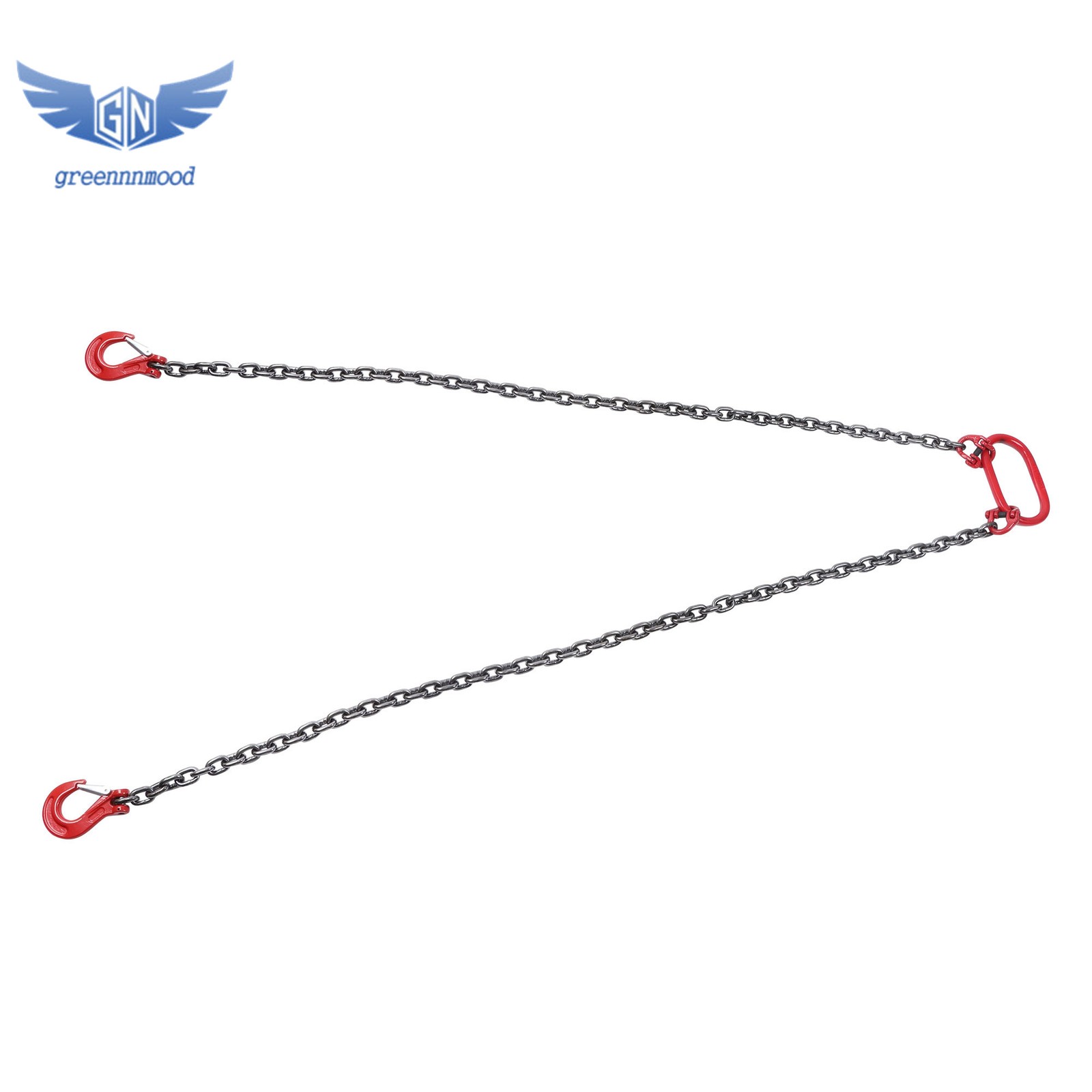 6600LBS Double Leg Chain Sling with Hooks, 5Ft 5/16" G80 Alloy Steel 2 Leg Red