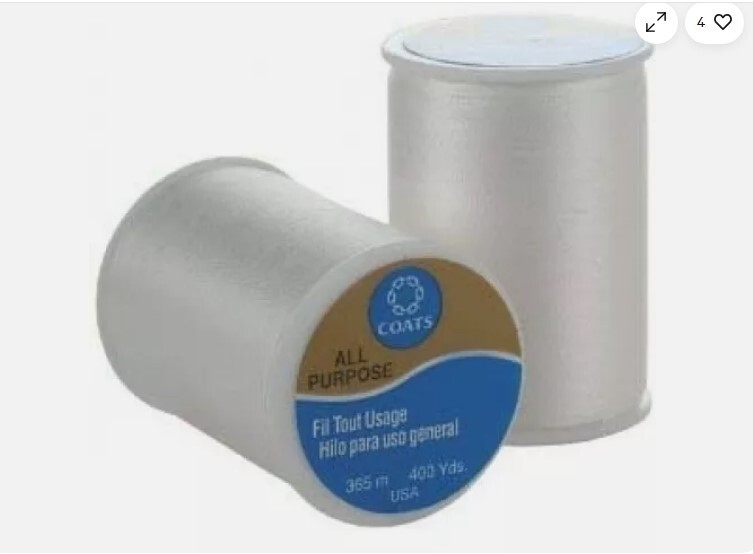 White All Purpose Thread Coats & Clark 400 Yard Spool - Various Quantity Options