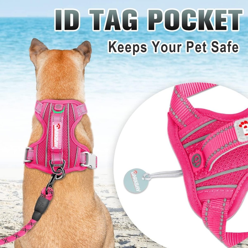 Innovative No-Pull Step-In Dog Harness with ID Tag Pocket - Pink, Medium