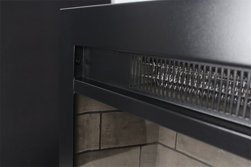 28in Electric Fireplace Insert Heater w/3-Side Brick Wall & Multicolored Flame