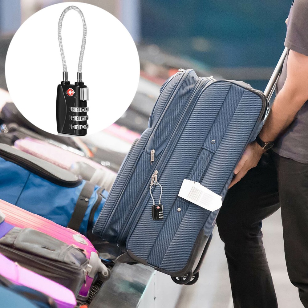 4 Pack Security+Flexibility -TSA Cable Lock for School, Filing Cabinets, Toolbox