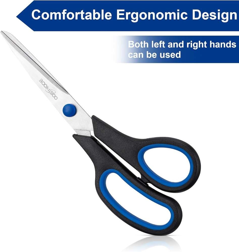 Scissors, 8" All Purpose 6 Pack - Comfort-Grip Scissors for Office Desk Accesso