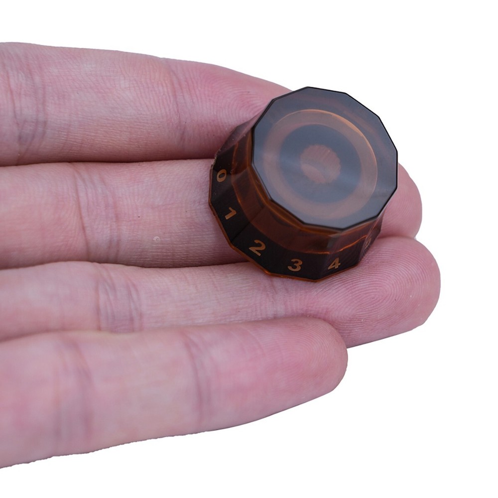 2x 12 Edge Acrylic Bass Guitar Knobs Transparent Brown Volume Tone Control Knobs