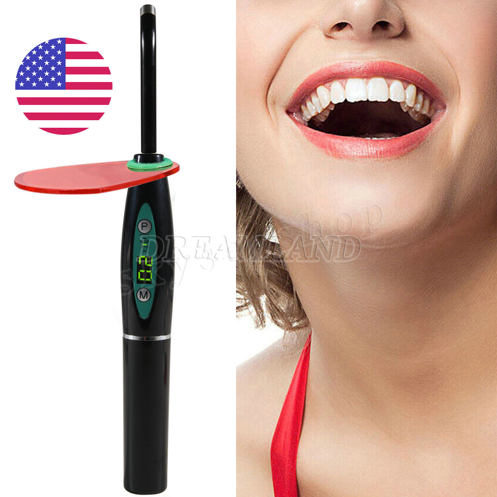 Estilo Woodpecker Inalámbrico LED Luz de Curado Lampara Dental Fotocurado Black