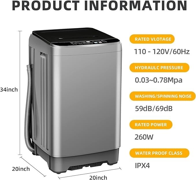Lavadora Automatica Compacta Calienta Agua Programable 15.6 Libras Calidad Nuevo