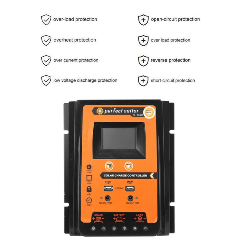 50A Solar Panel Regulator 12V-24V New Dual USB Charge Controller