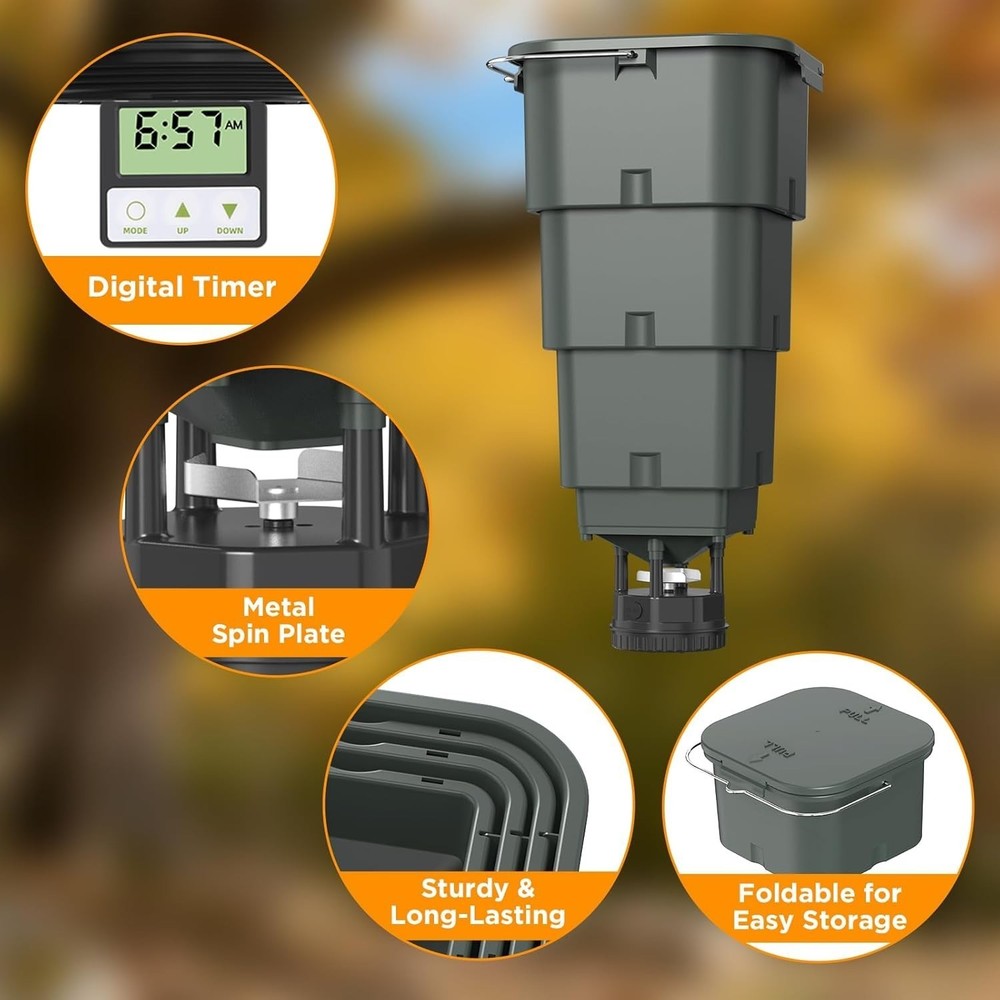 5 Gallon Hanging Deer Feeder Automatic Game Feeder W/ Programmable Digital Timer