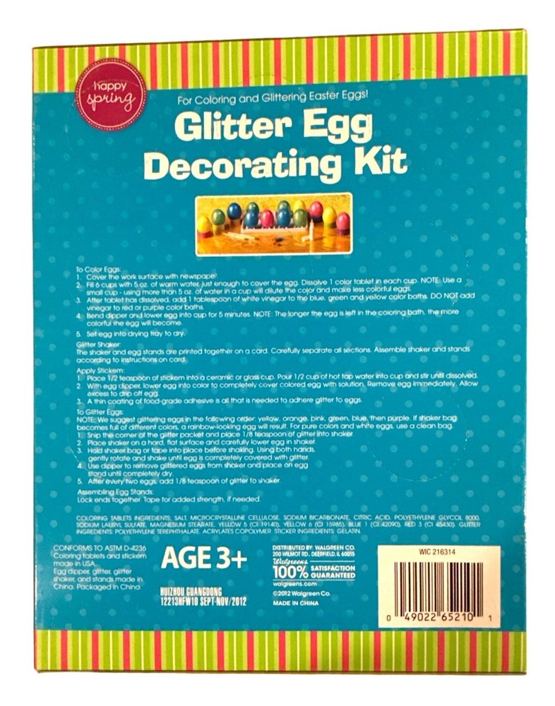 HAPPY SPRING Glitter Easter Egg Decorating Kit Coloring Tablets + Egg Stands +