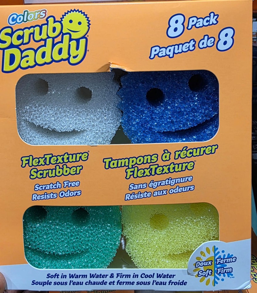 Scrub Daddy Colors FlexTexture Scrubber Sponges 8 Pack Scratch Free Multi-Color