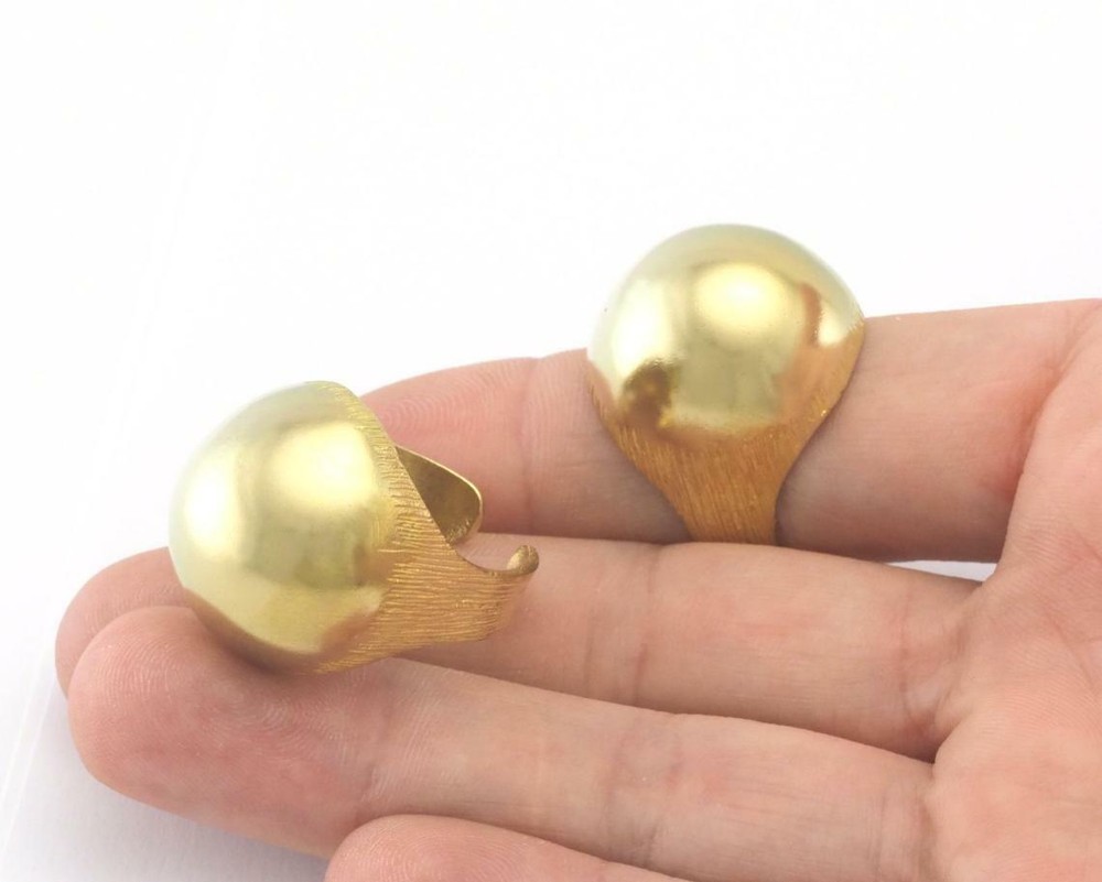 Domed Adjustable Ring raw Brass (19mm 9US inner size - Adjustable ) Oz3641