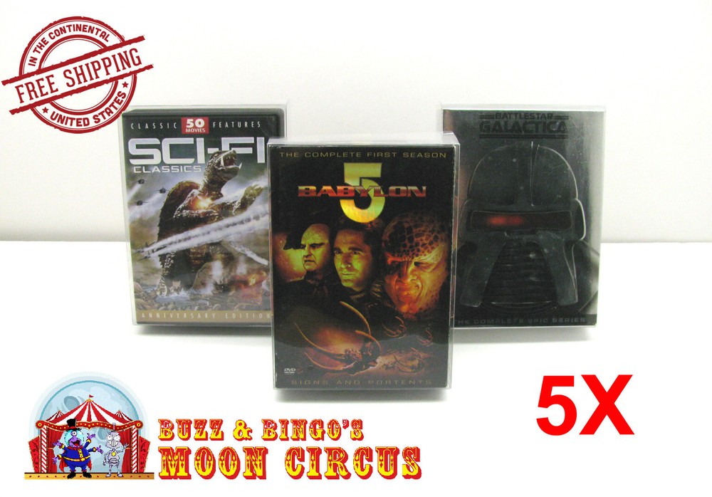 5x DVD OVERSIZED BOX SET (SIZE DVO E) - CLEAR PLASTIC PROTECTIVE BOX PROTECTOR