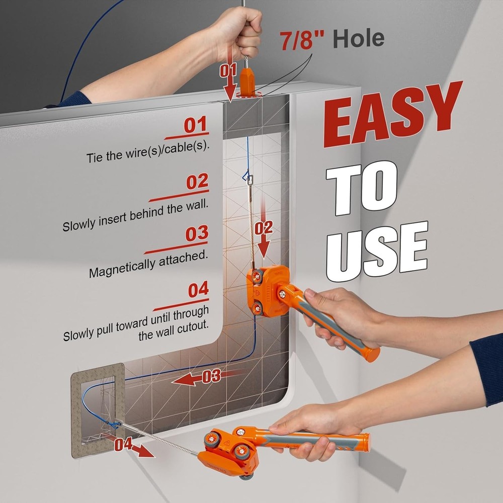 Ergonomic Magnetic Wire Puller with Hard Plastic Case - Effortless Cable Fishing
