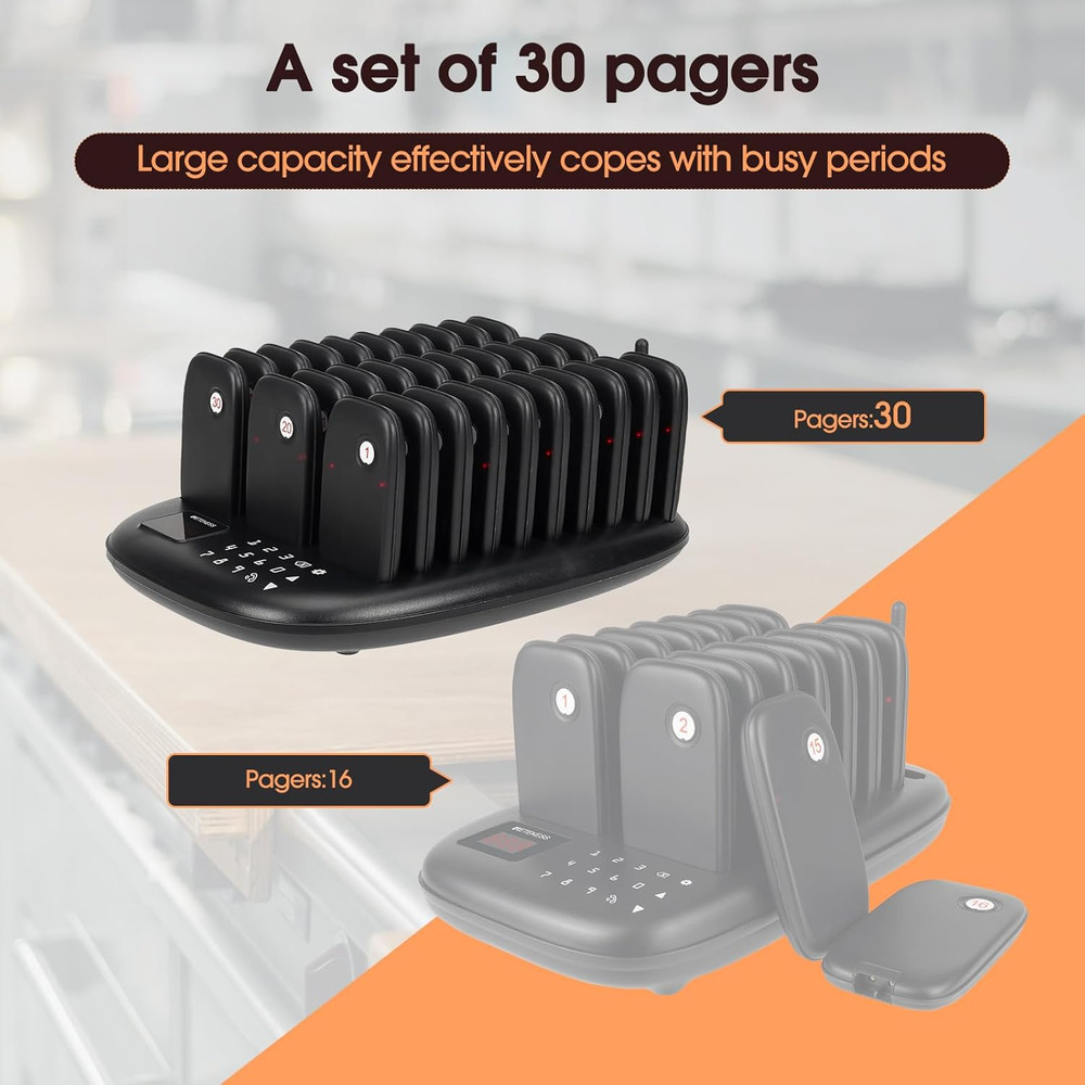 TD175P Restaurant Paging System Bundle with TD157S Vibration Paging System Buzz