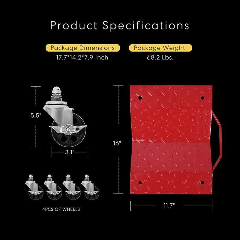 2/4pcs Car Dolly Wheel Heavy Duty Skate Auto Repair Dolly Slide 6000lbs Load