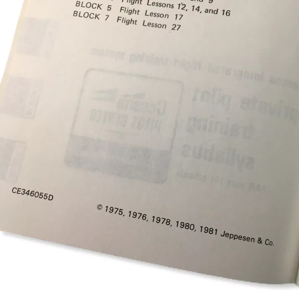 Cessna Integrated Flight Training System Private Pilot Training Syllabus 1981