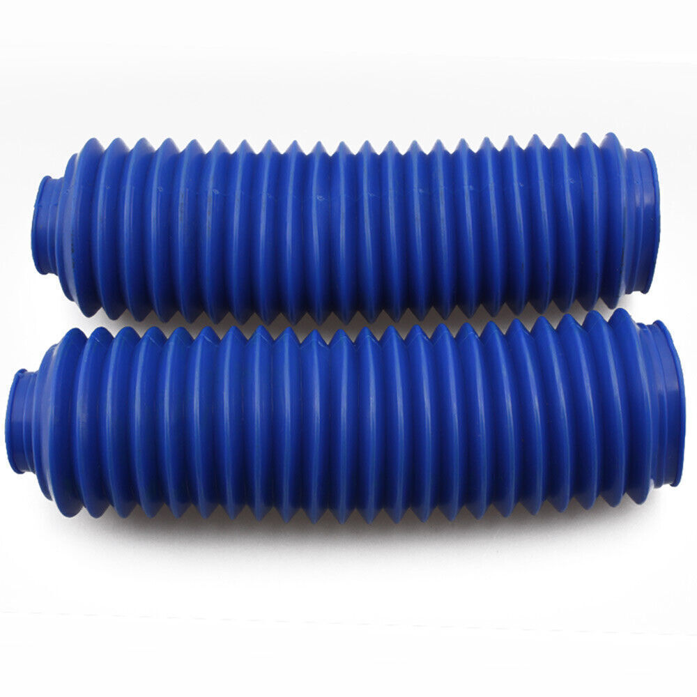 2X Motorcycle Blue Rubber Shock Absorber Front Fork Protector Cover Gaiters Boot