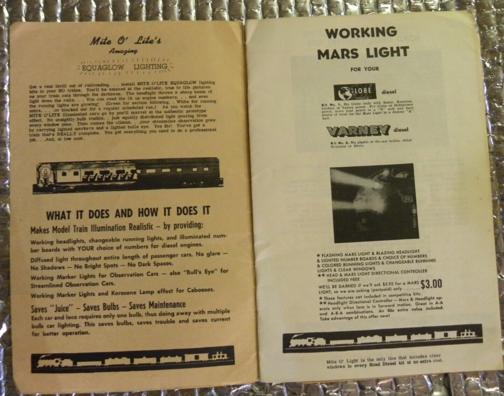 Vintage 1959 Mite O Lite Model Train Catalog