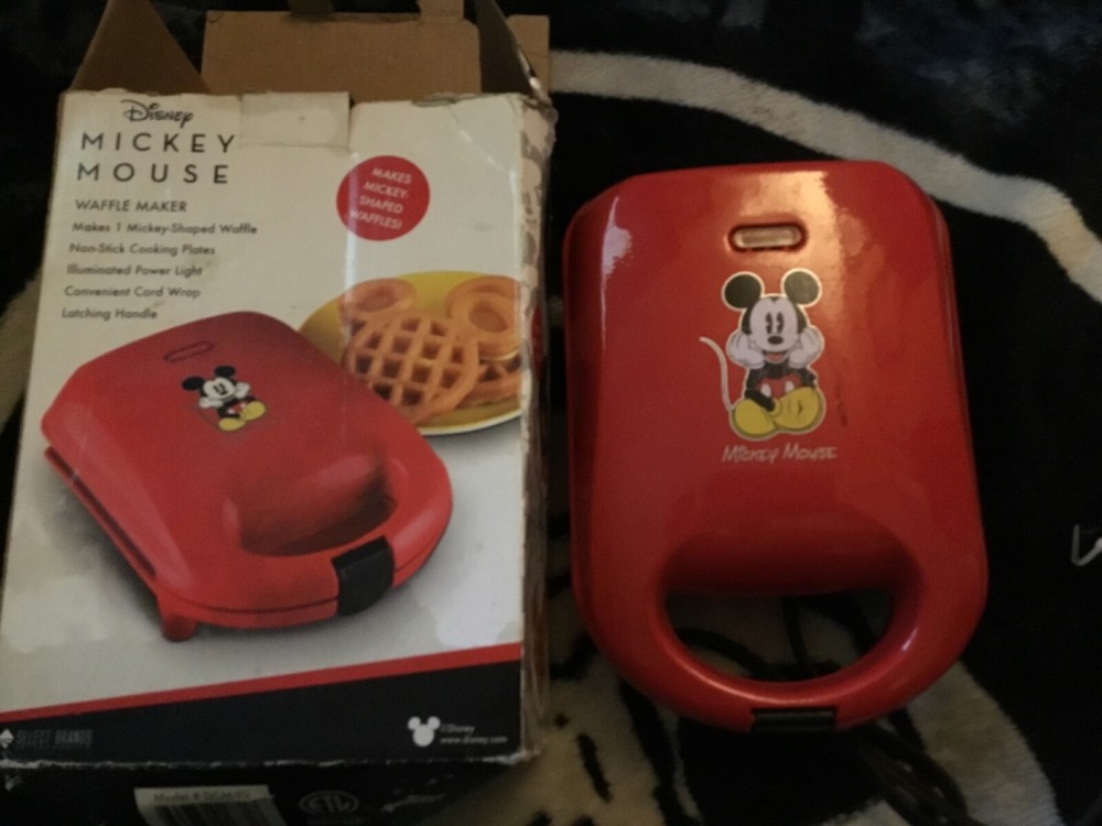 Mickey Mouse Waffle Maker Red Individual Waffles Disney Shaped  Cartoon DCM-92
