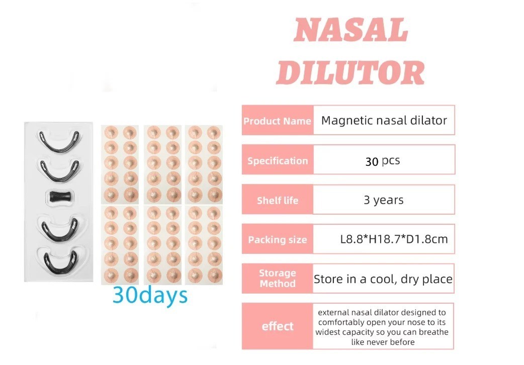 60 Pcs Round Magnetic Better Breath Nose Clip Anti Snoring Nasal Strip Set-Black