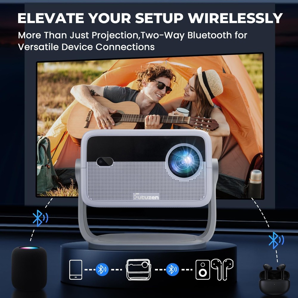 Auto Image Setup & 600 ANSI Native 1080P Projector with WiFi and Bluetooth, 4...