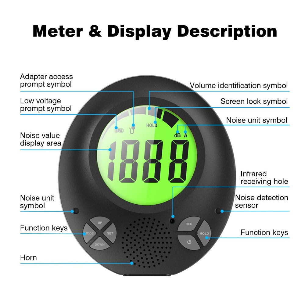 SWAREY Digital Decibel Meter with DIY Voice Warning & Remote Control