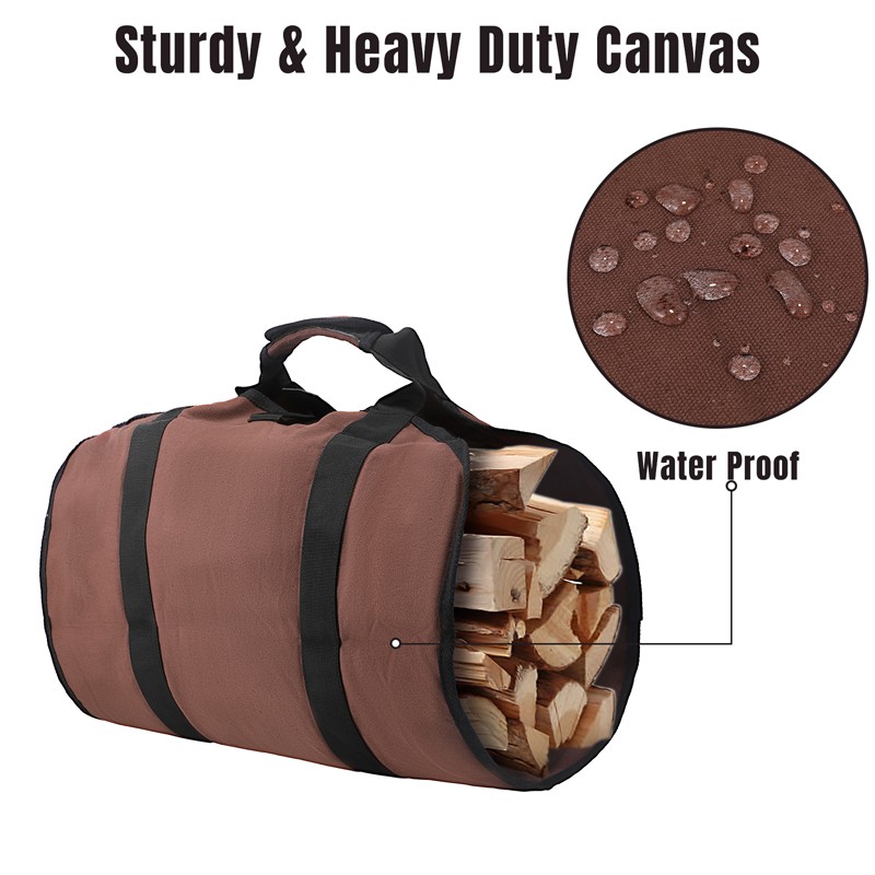 Waterproof Firewood Log Carrier Bag Camping Canvas Bag for Outdoor Carrying Wood