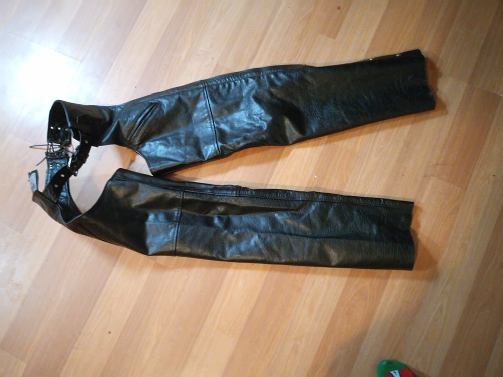 Black Unik Premium Leather Biker Chapss