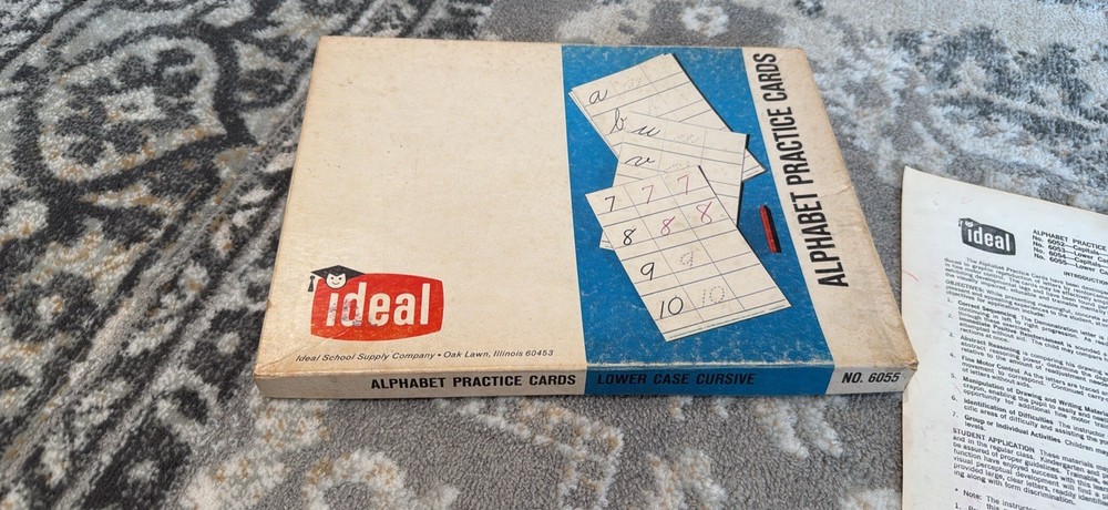 Ideal Alphabet Practice Cards Cursive Lower Case 1961 Vintage 100% Complete