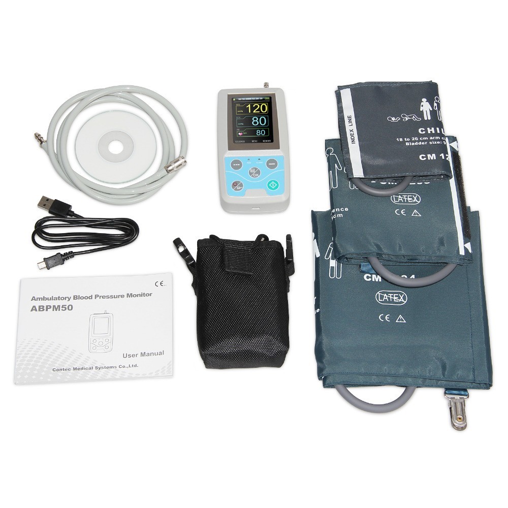 ABPM50 Ambulatory Blood Pressure Monitor – 24H NIBP Holter w/ 3 Cuffs