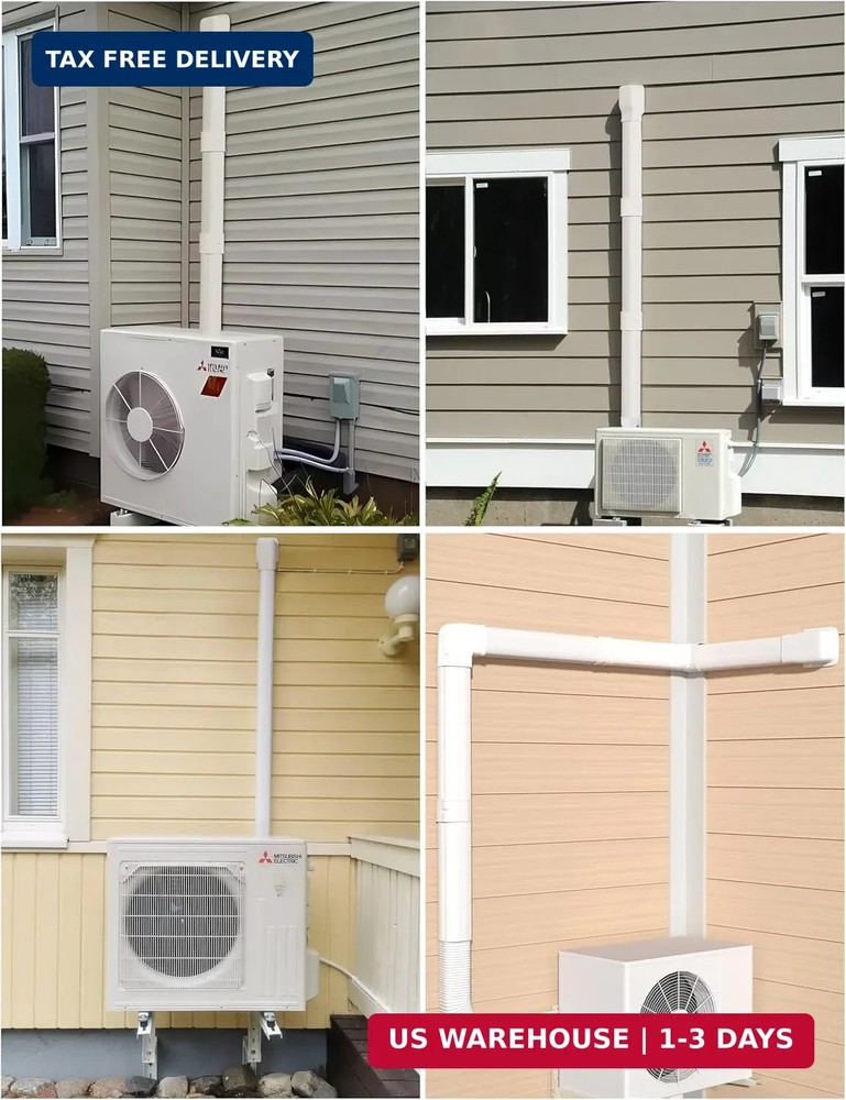 3" 13Ft Mini Split Line Set Cover with Flexible Duct, Upgrade PP Decorative Mini