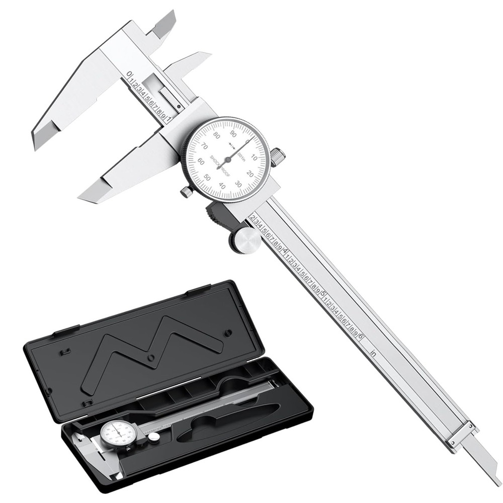 6" Shockproof Dial Caliper 0.001" Precision Stainless Steel Measuring Tool