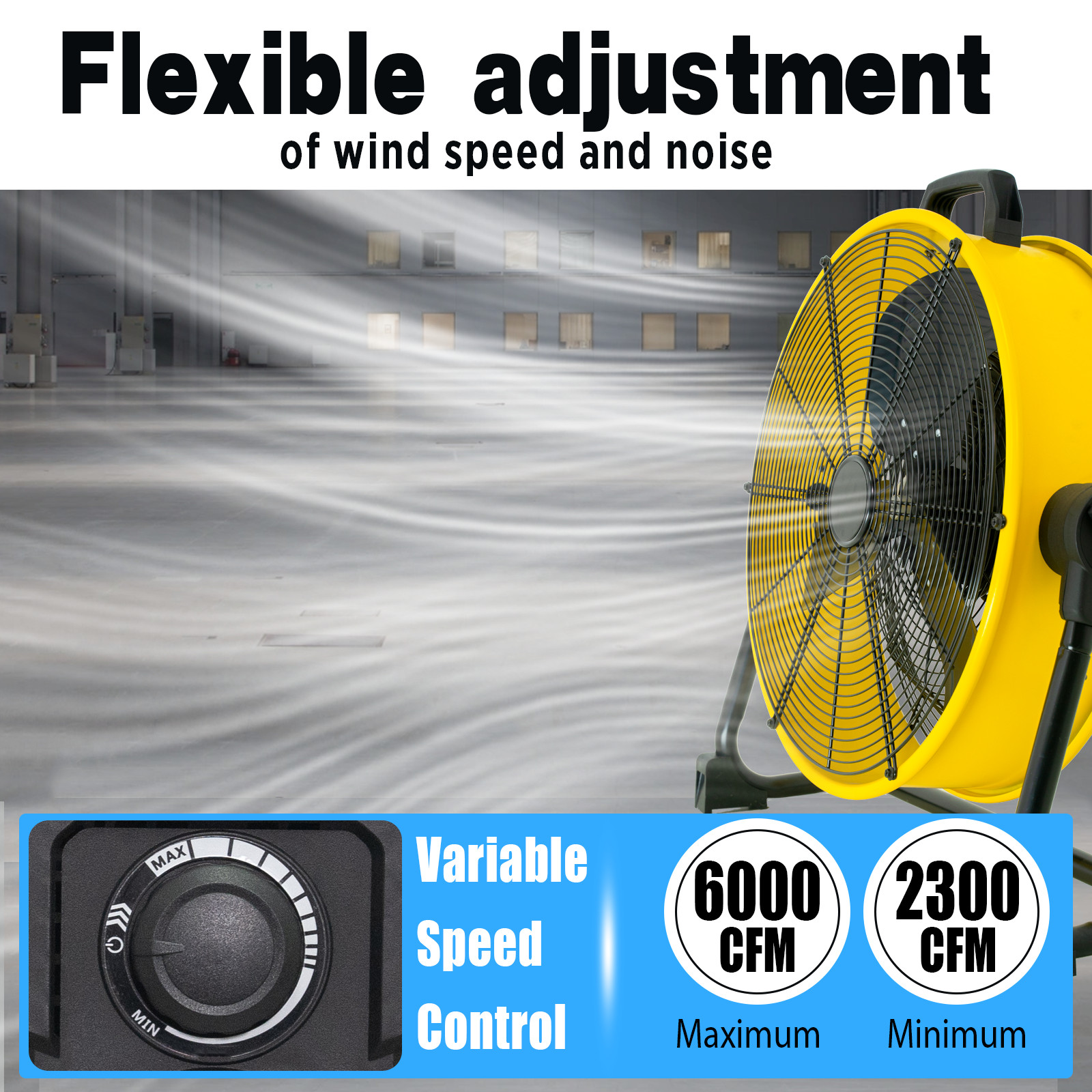 20" 6000 CFM Heavy Duty High Velocity Barrel Floor Drum Fan w DC Brushless Motor