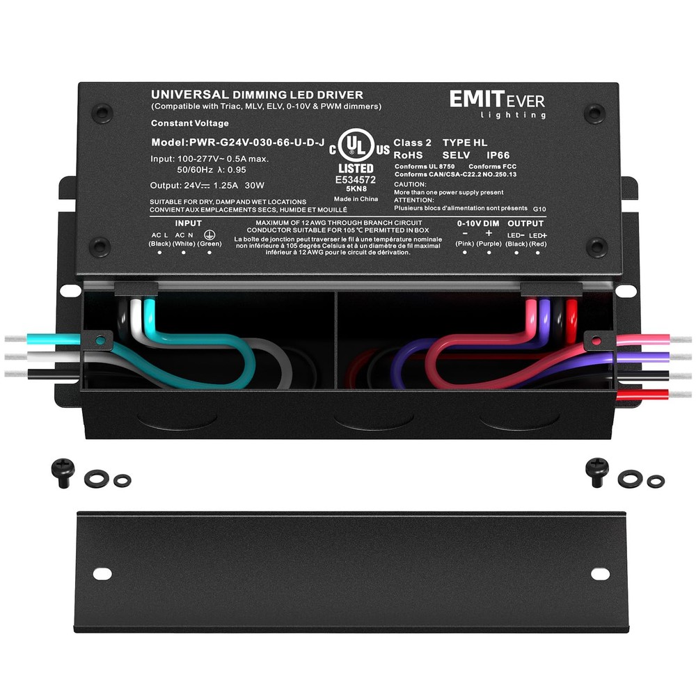 30W Dimmable LED Driver, 24V Triac Dimmable Power Supply, AC to DC Transforme...