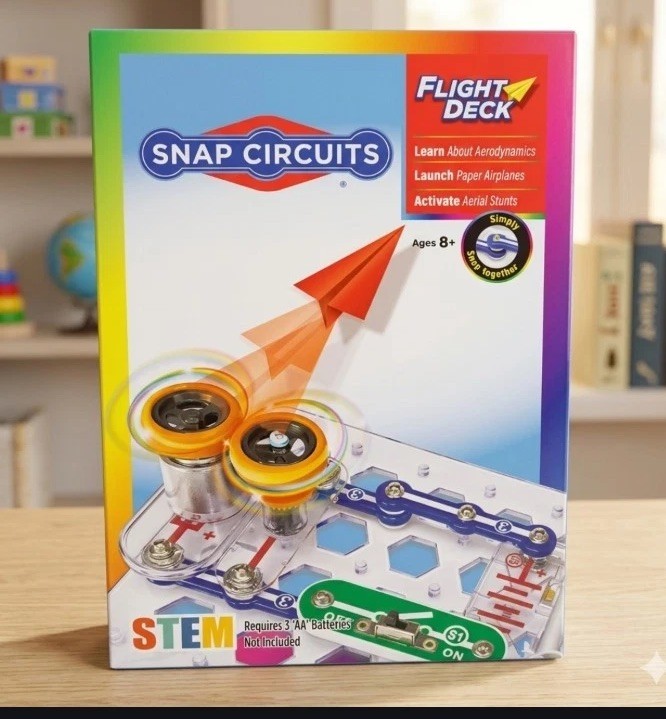 Snap Circuits Flight Deck STEM Kit - Launch Paper Airplanes & Flying Saucers 8+