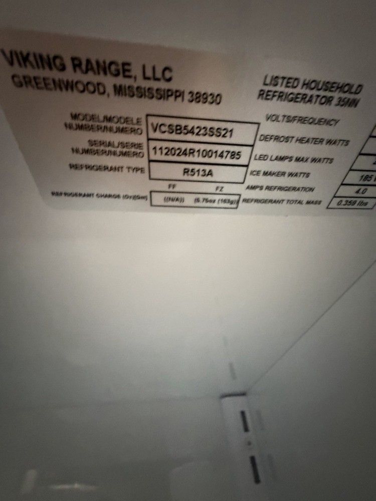 Viking Professional 42 Refrigerator - VCSB5423SS Scratch Dent Make Offer