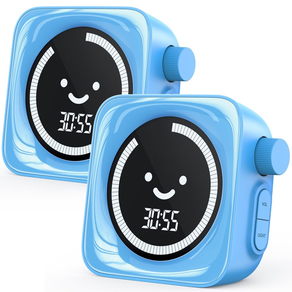 Cute Digital Visual Timer for Kids - 99 Minute Countdown & Count Up Timer, 2-Pac
