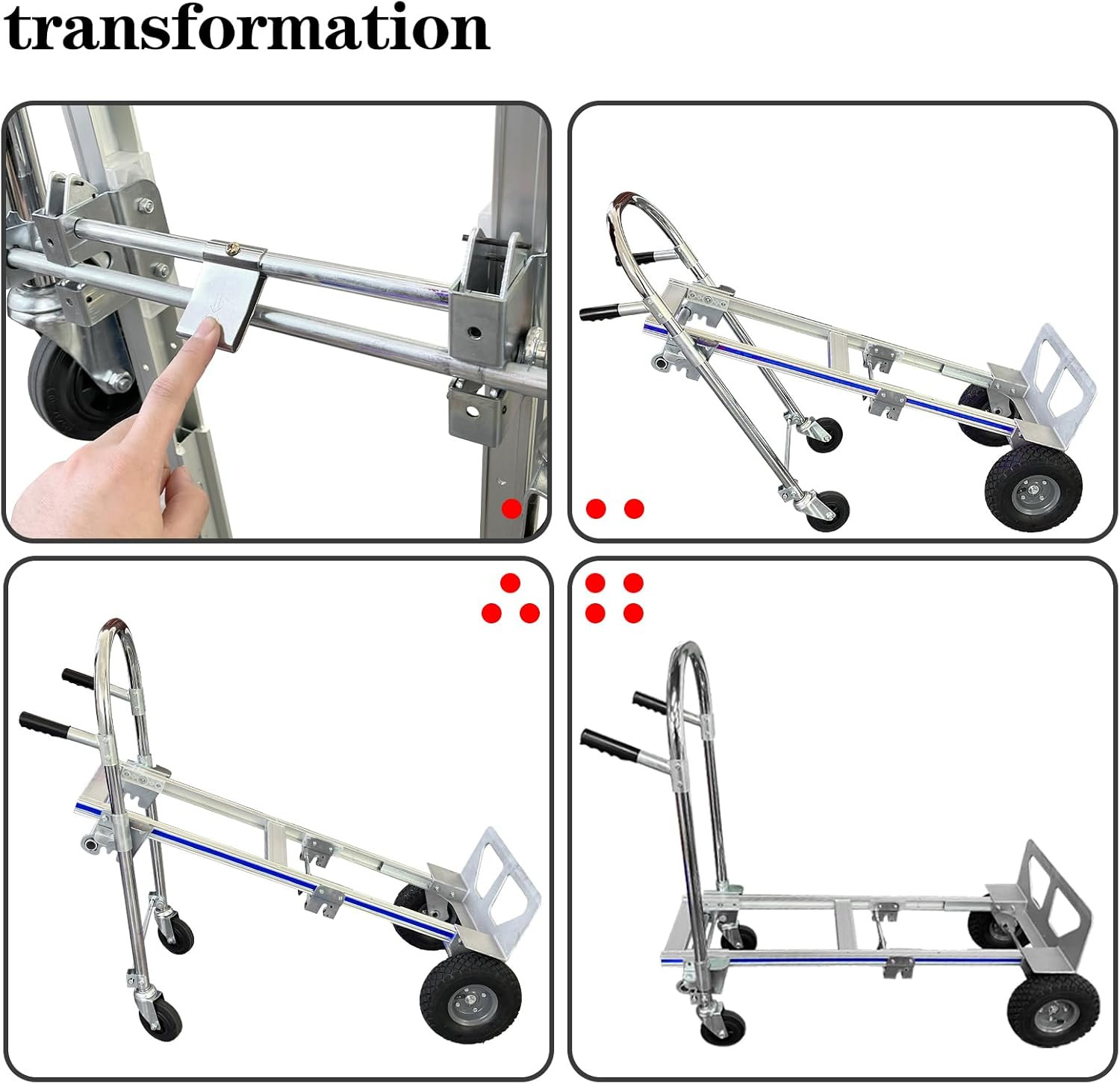 3 in 1 Convertible Hand Truck Dolly Cart Heavy Duty 1000lb Capacity 4 Wheel Furn