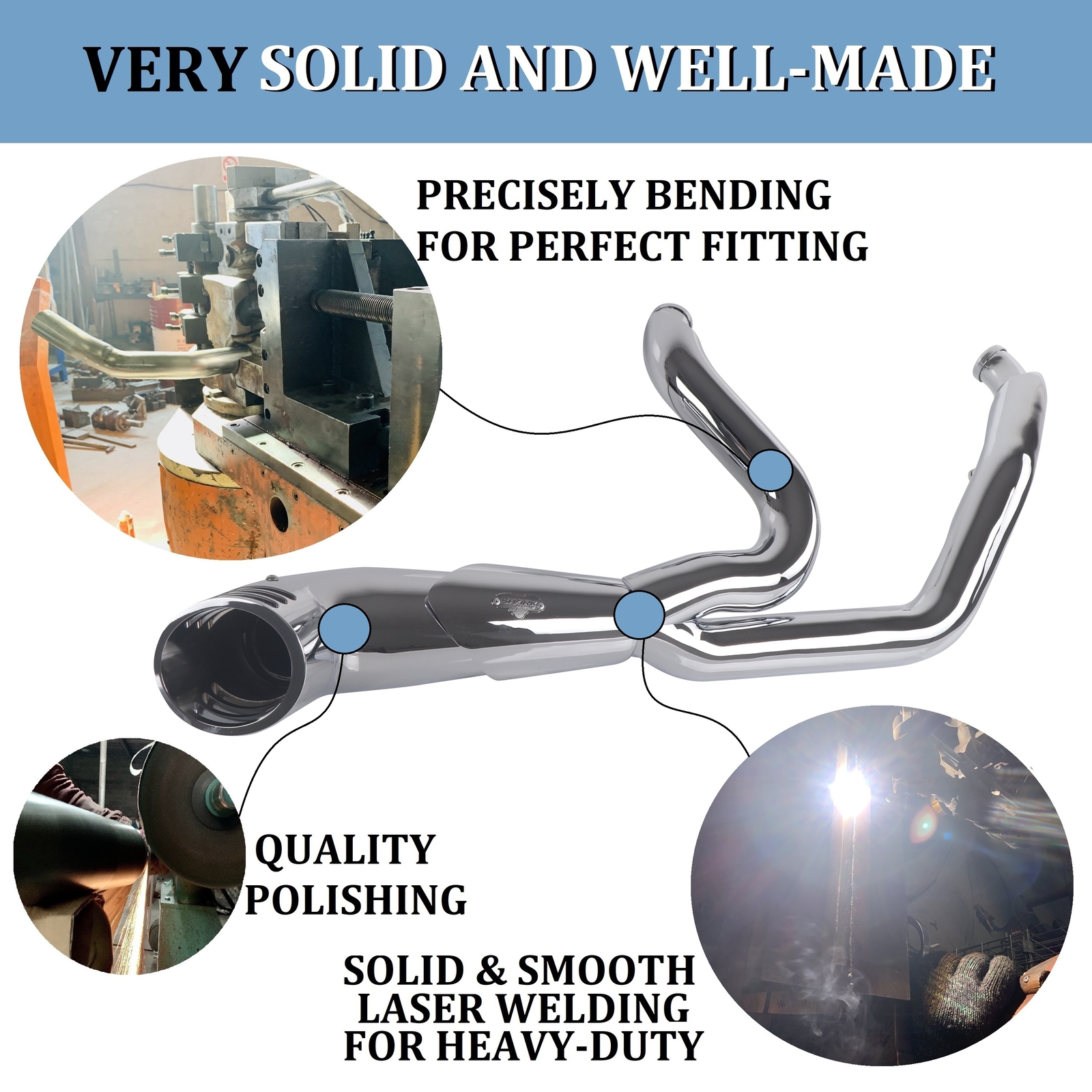 SHARKROAD 2 Into 1 Exhaust Pipes for Harley 1995-2016 Full Exhaust System