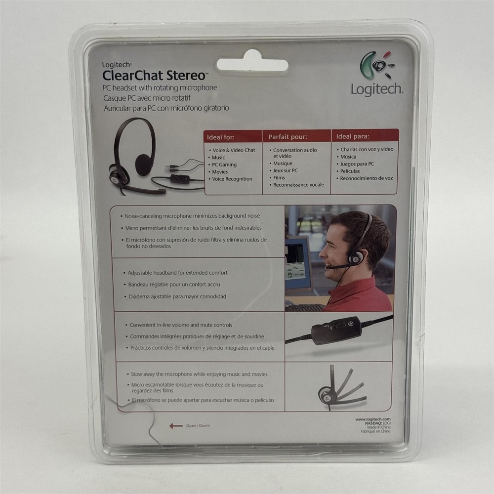 Logitech ClearChat Stereo PC Headset Rotating Microphone Windows XP Vista 2000